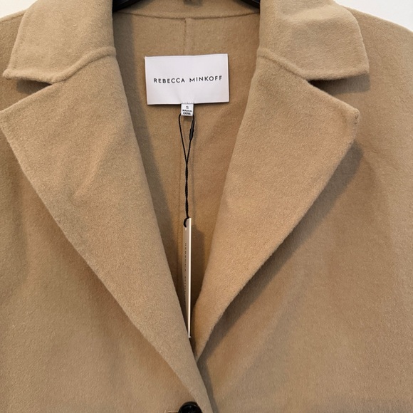 Rebecca Minkoff Long Line Relaxed Double Face Wool Coat In Beige - Picture 4 of 7